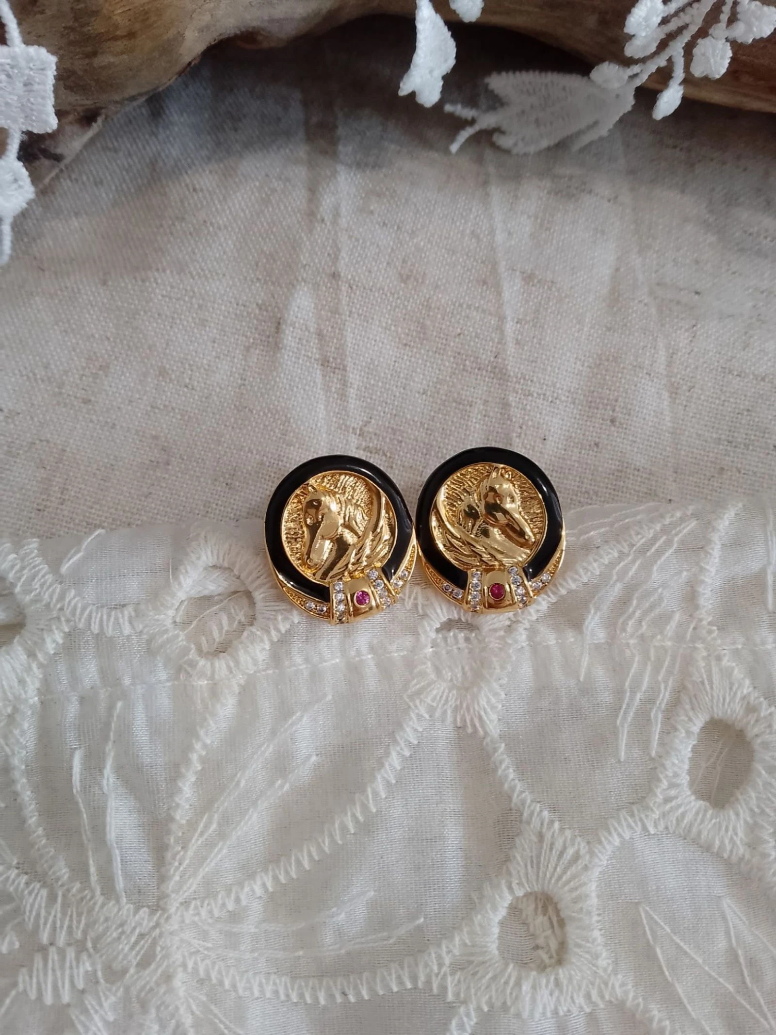 Boucles d'oreilles bohèmes cheval doré 